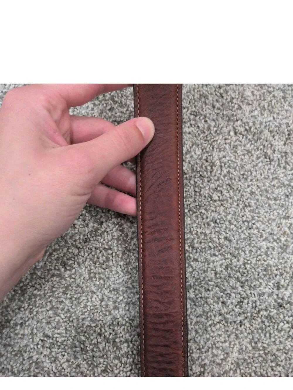 Men's LL Bean Brown Leather Belt 246374 USA Made 46 Genuine Full Grain Leather